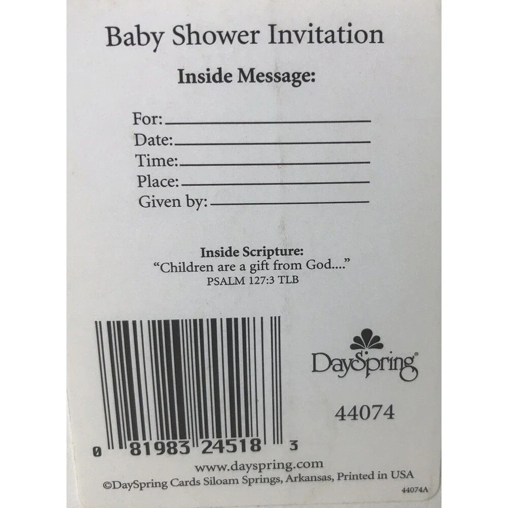Dayspring ￼Baby Shower Party Invitations Fill-In Set of 30 Envelopes Scripture